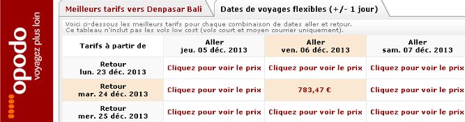 opodo paris bali vols decembre 2013