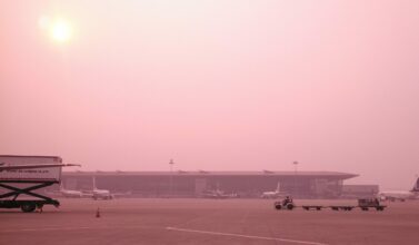 Les pistes de l'aéroport de Pekin