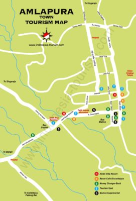 Carte de la ville d'Amlapura à Bali en Indonésie
