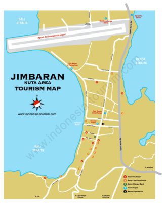 Carte de la ville de Jimbaran à Bali en Indonésie