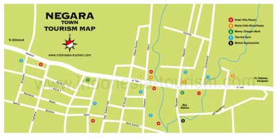 Carte de la ville de Negara à Bali en Indonésie