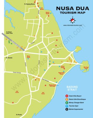Carte de Nusa Dua au sud Bali en Indonésie