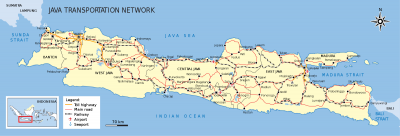 Carte de l'île de Java en Indonésie